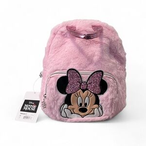 Minnie Mouse Girls Pink Faux Fur Mini Backpack